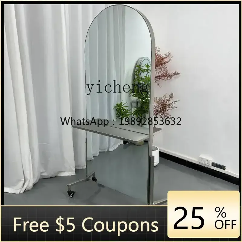 CC  barber mirror table double-sided door type stainless steel hair cutting mirror beauty salon movable perm mirror