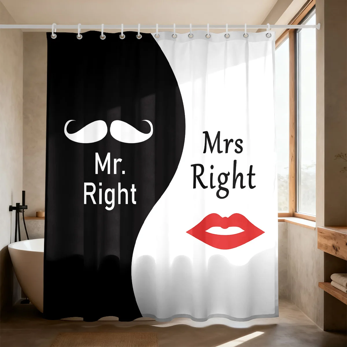 Funny Sweet Couple Mr Right Mrs Right Mustache Lip Black‑White Contrast Flannel  Soft Light Warm Plush 