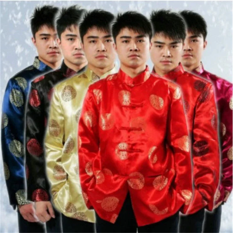 6Color Men New Year Tops Chinese Traditional Tang Suit Long Sleeve Kung Fu Clothing Mans Jacket Cheongsam Retro Clothes S-3XL BS