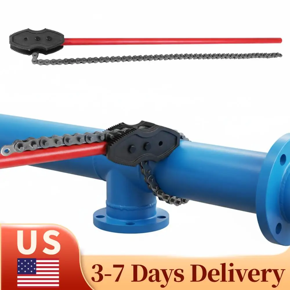 

64-дюймовый цепной ключ для тяжелых условий эксплуатации, регулируемый, подходит для труб диаметром 2-12 дюймов, с цепью длиной 56,7 дюймов, для механиков и сантехников