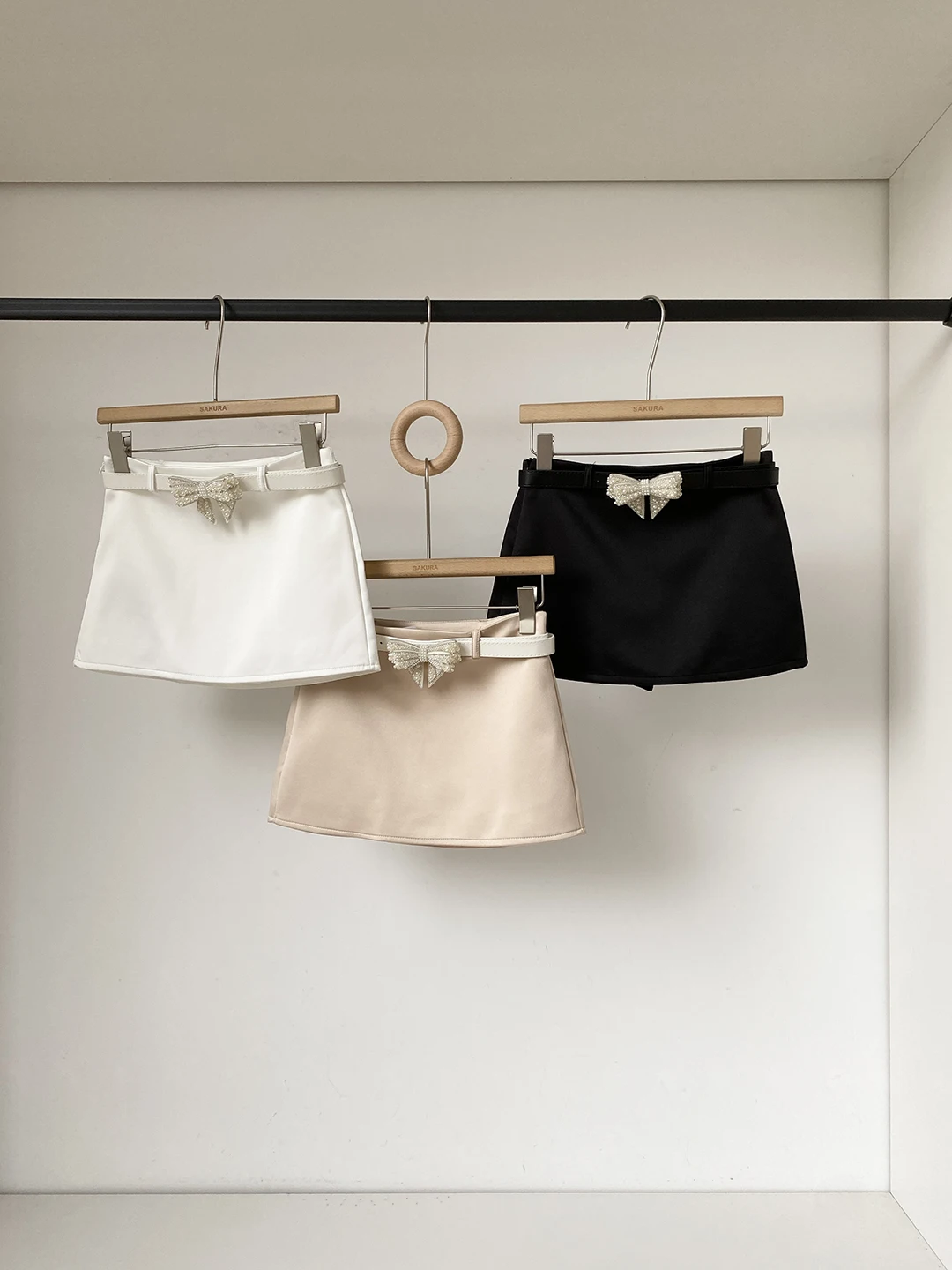 

Spring 2026 High Waist Korean Style Versatile Half Skirt with Knot Belt Women's Fashion Commute Polyester Fiber