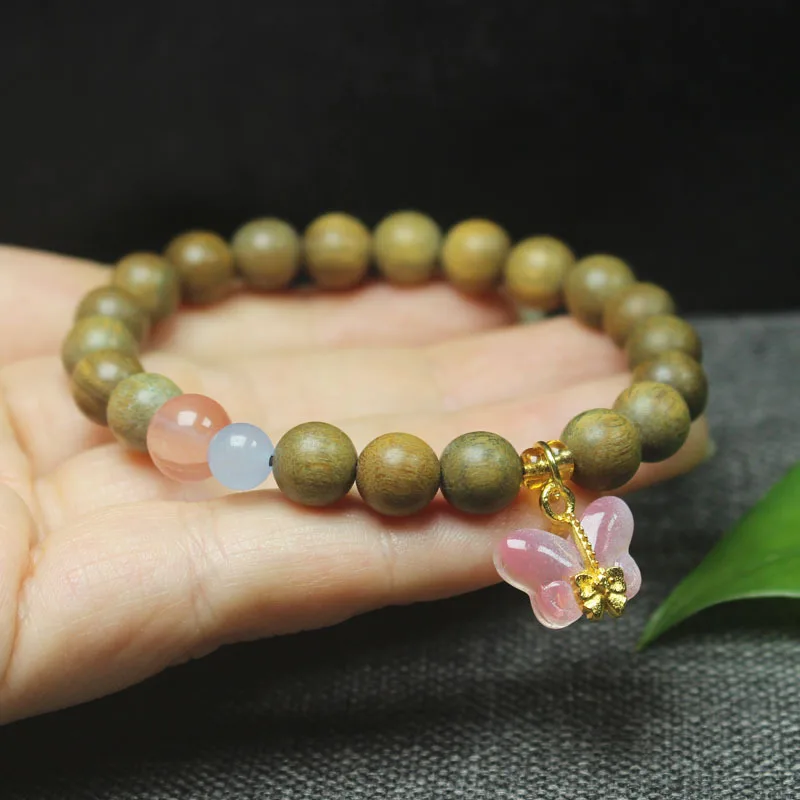 Guajacwood 8mm Double Circle Bracelet Pendant Bracelet with Fragrance Women's Simple Rosary/Prayer Beads Bracelet Ornament