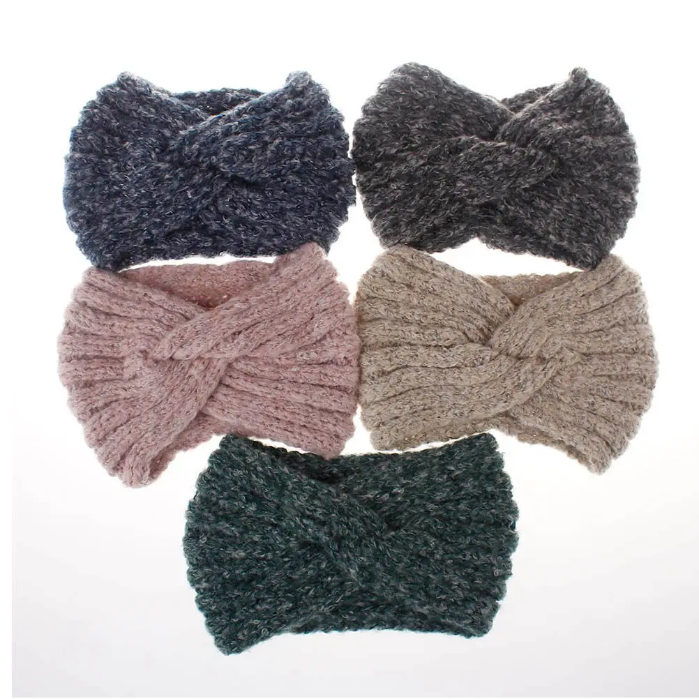 

Вязаная женская повязка-шапка на голову зеленого цвета из шерстяной пряжи: теплая, ветрозащитная, зимний аксессуар, модная складная повязка для волос в холодную погоду