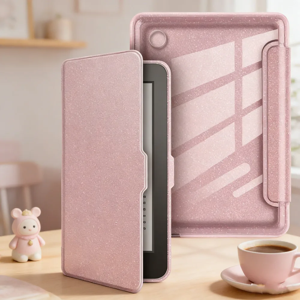 

Акриловый магнитный тонкий чехол-флип для Tolino Shine Color 2024 / Shine5 2024 / Shine4 6" EBook с блестящей прозрачной задней панелью и функцией Smart Cover