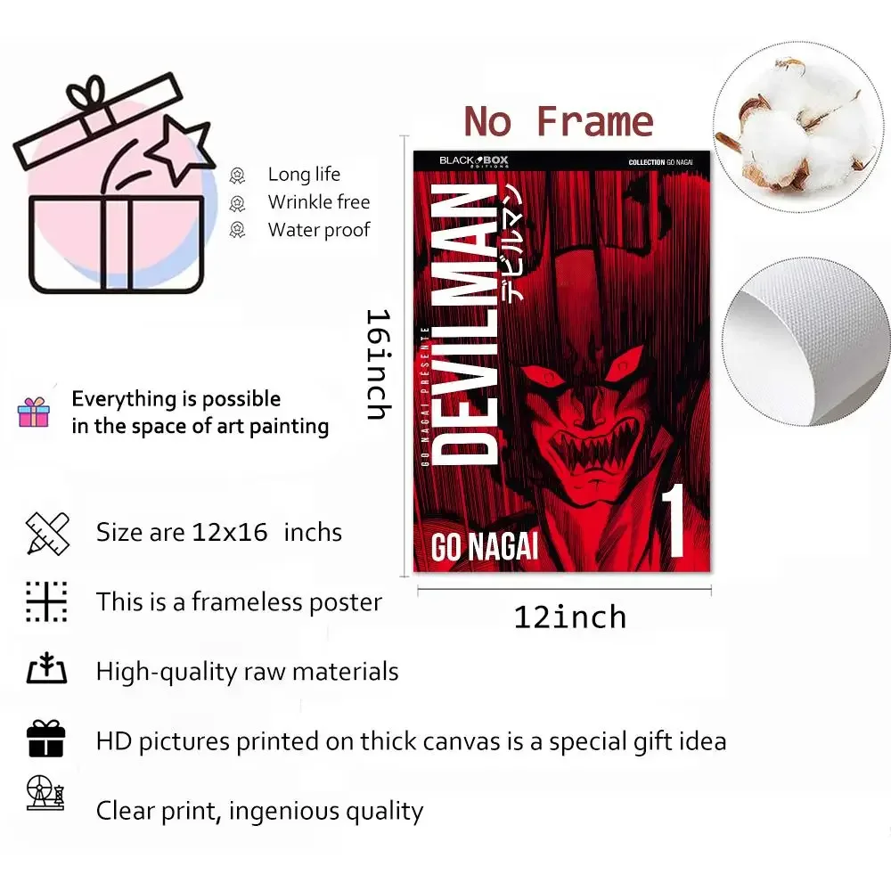 Crybaby Anime Visceral Horror Devilman Crybaby Painting Calligraphy Canvas Print Wall Mural for Living Room Decor Gifts
