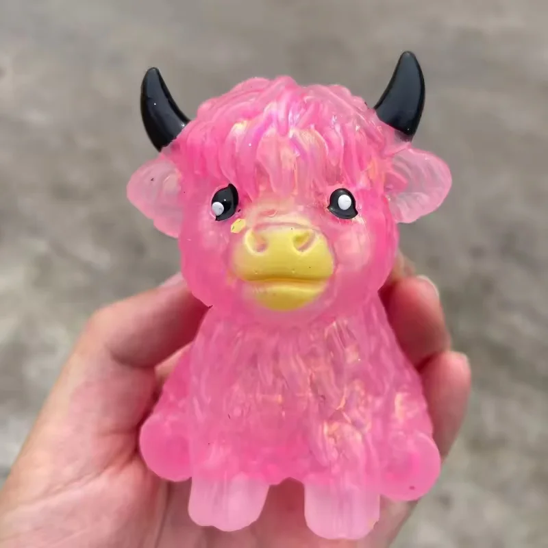 Glitter Highland Cow Stress Ball Slow Rising Squishy Squeeze Toy Cute Soft Fidget Sensory Anxiety Relief Toy