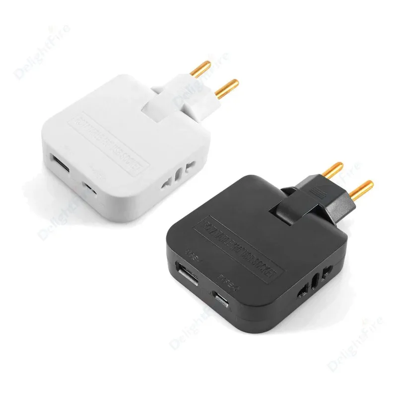 EU Plug Adapter With USB Ports 5V 2a Power Suppluy TypeC Outlets US To EU Plug Extension Socket Power Adapters AC Converter