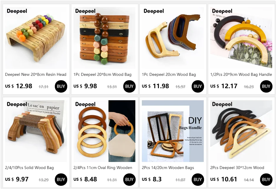 1/2Pcs Deepeel 24cm Holzgriffe Tasche Geldbörse Rahmen Verschluss Kuss Verschluss Frauen Handtasche Nähen Klammern häkeln Taschen DIY Zubehör – Detail 1