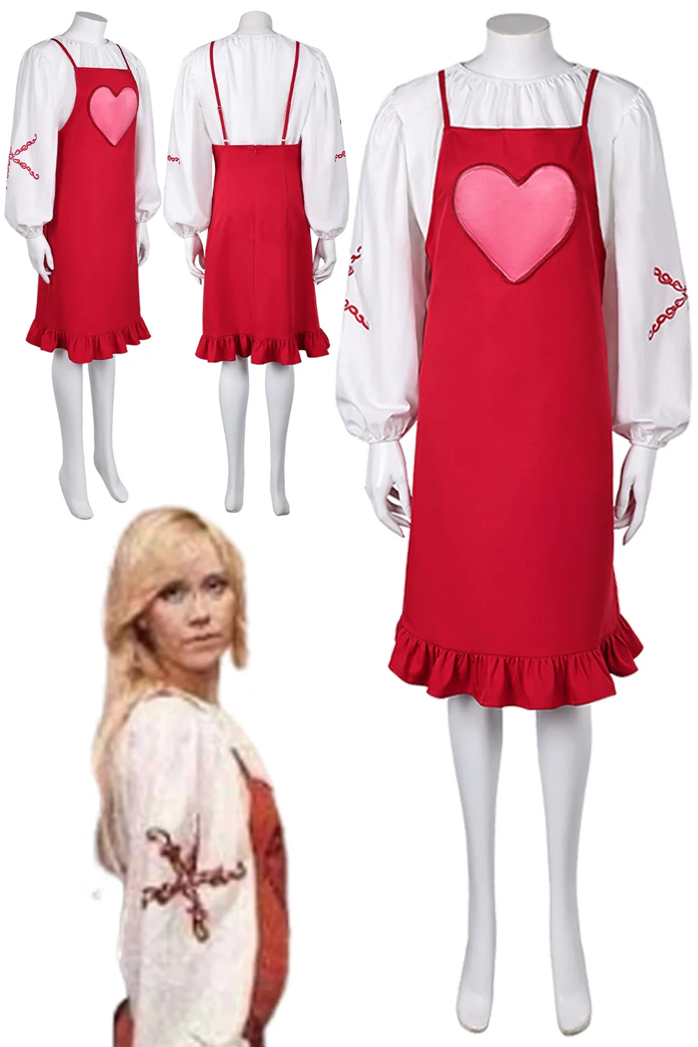 Fancy Agnetha Faltskong Cosplay For Women Vintage Slip Dress Clothing 70s Retro Band ABBA Costume Adult Woman Roleplay Outfits