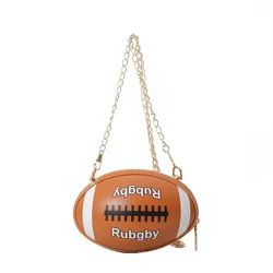 Fashion PU Leather Crossbody Sling Bags Women Casual Versatile Football Print Chain Shoulder Bag Female Cute Coin Purse