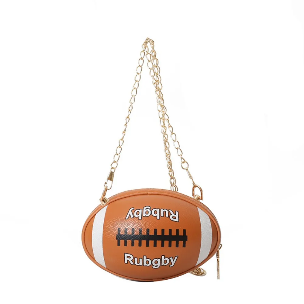 Fashion PU Leather Crossbody Sling Bags Women Casual Versatile Football Print Chain Shoulder Bag Female Cute Coin Purse