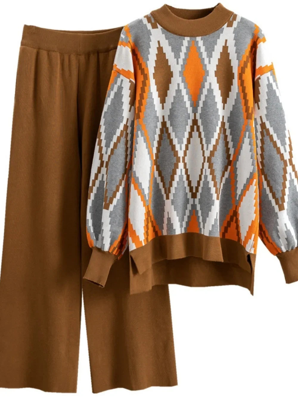 Winter Frauen Gestrickte 2 Stück Set Muslimischen Casual Verdicken Pullover Pullover Top + Gestrickte Hose 2PCS Anzüge Warme set Outfit Abaya 2026