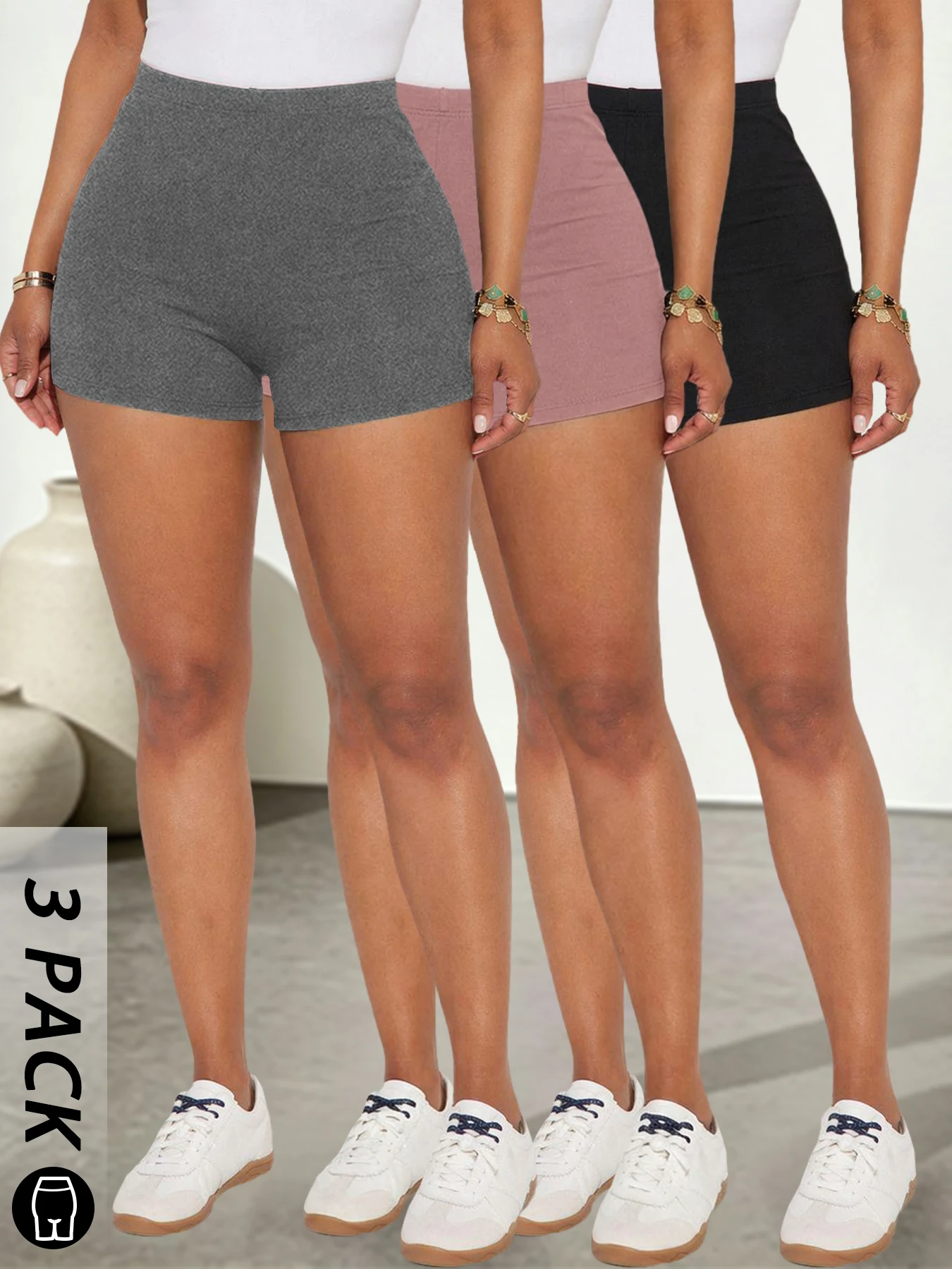 

3 pack Biker Shorts For Women Super Soft Workout Yoga Running Cycling Push Up Gym Fitness Shorts Women's Activewear