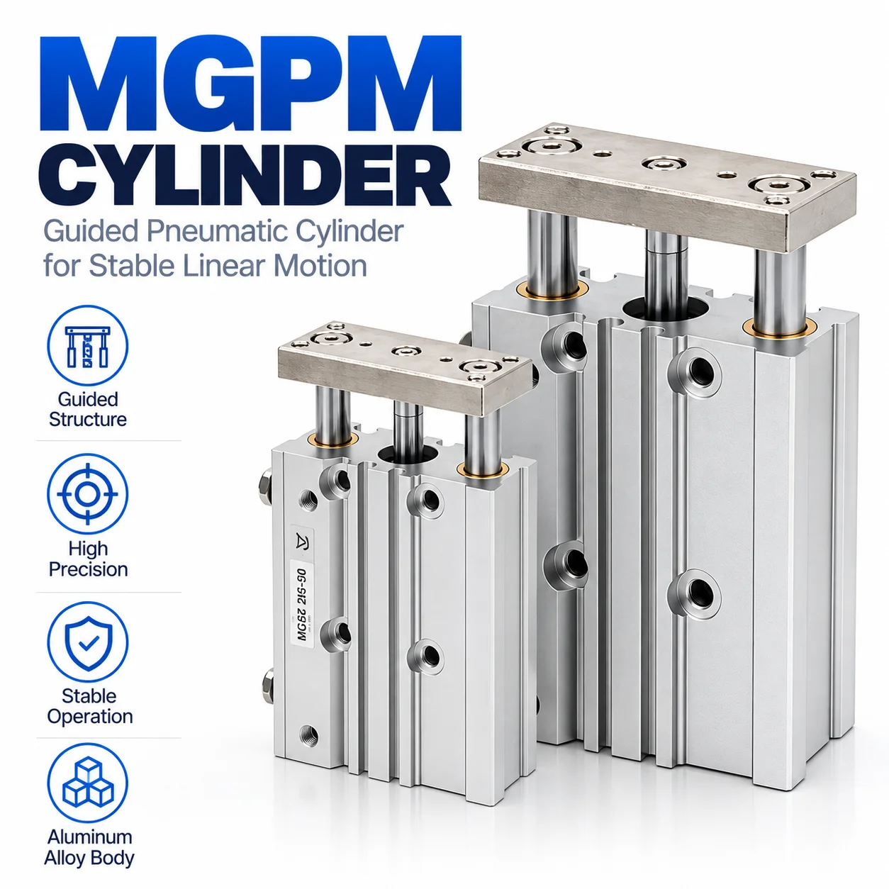 MGPM Pneumatic Compact Guide Cylinder MGPM12/16/20/25/32/40/50 Stroke 10mm-300mm AFR Brand Double Acting Air Cylinder
