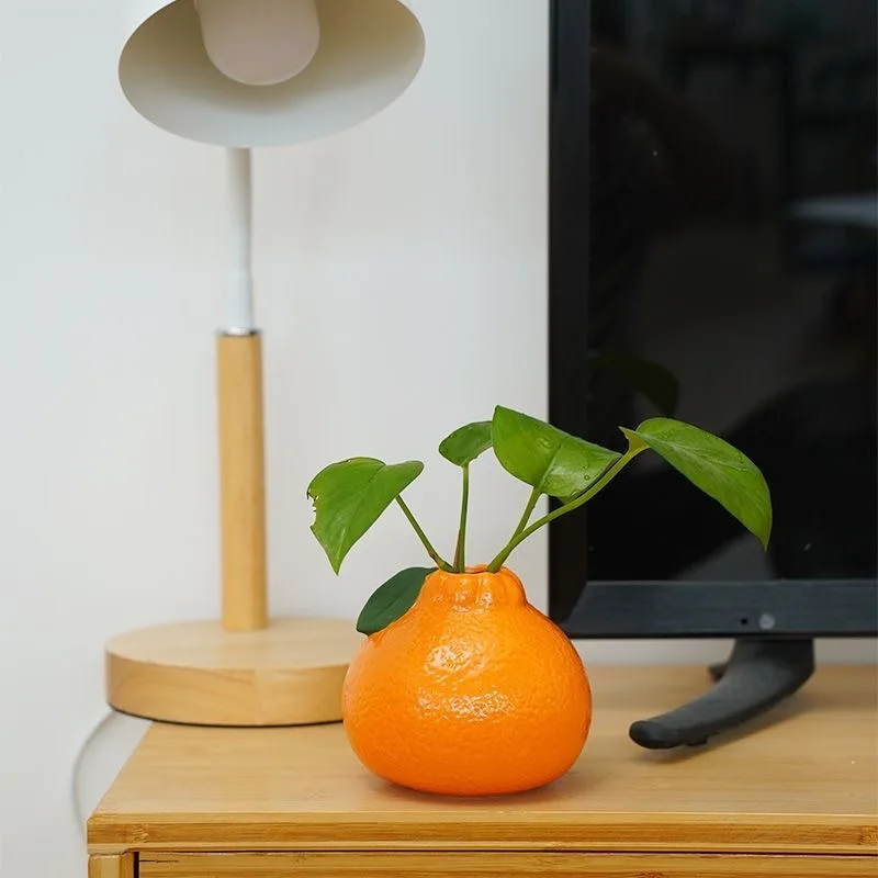 البرتقال السيراميك المائية النباتات الخضراء لطيف النحاس عملة العشب الأخضر الشبت مقلد زهرة زهرية غرفة المعيشة سطح المكتب زخرفة #3