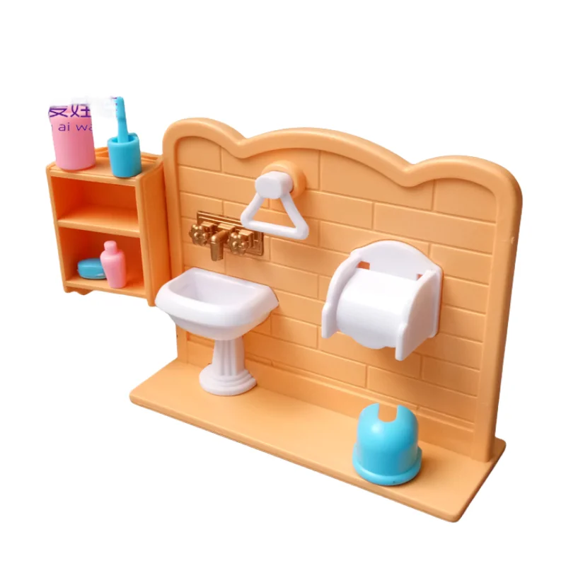 Doll House Miniature Food and Play Scene Mini Furniture Model Pocket Bathroom Toilet Basin Series