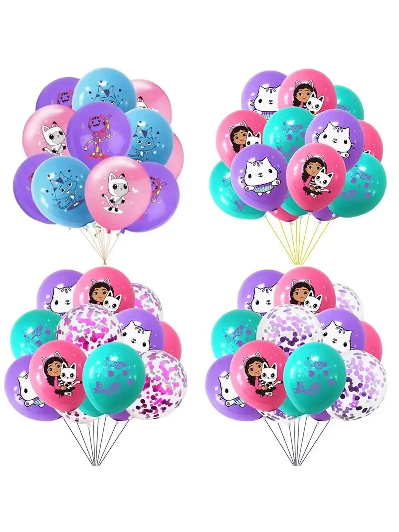 10/15 Stück 12 Zoll Cartoon Gabby Dollhouse Katzen-Print Latex-Ballons Konfetti-Globos Geburtstagsparty Babyparty Deko Helium