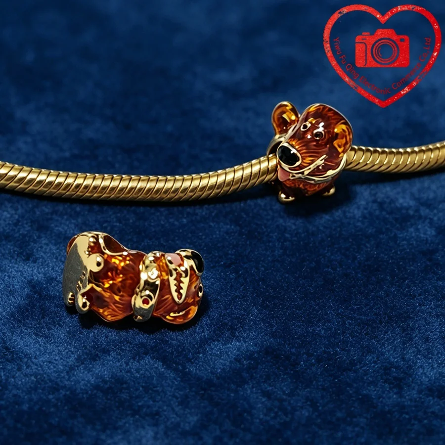 Hot Sale Gold Plated Original Charms Mickey Mouse Safety Chain Pet Dog Beads Fit Bracelets Accessories DIY Women Jewelry Gifts view 4