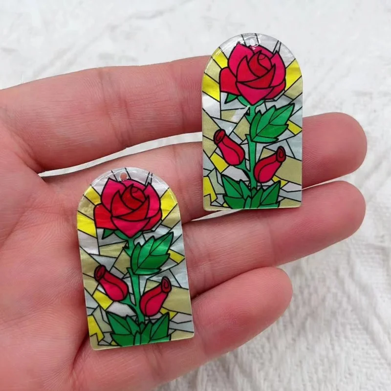 10pcs Square Flower Charms for DIY Jewellery Making