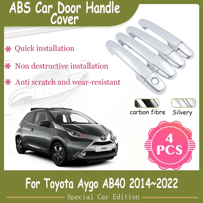 

For Toyota Aygo Peugeot 108 Citroen C1 2014~2022 2018 2020 Imitation Carbon Fiber Or Chrome Door Handles Covers Auto Accessories