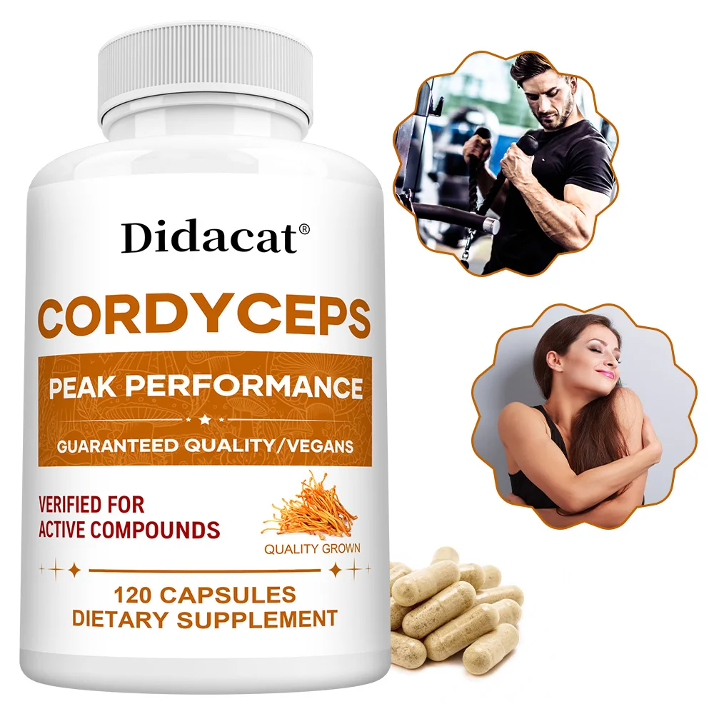 Cordyceps Mushroom Capsules 1000mg, Natural Wellness Supplement, Support Brain, Energy, Stamina, Immune & Cardiovascular Health