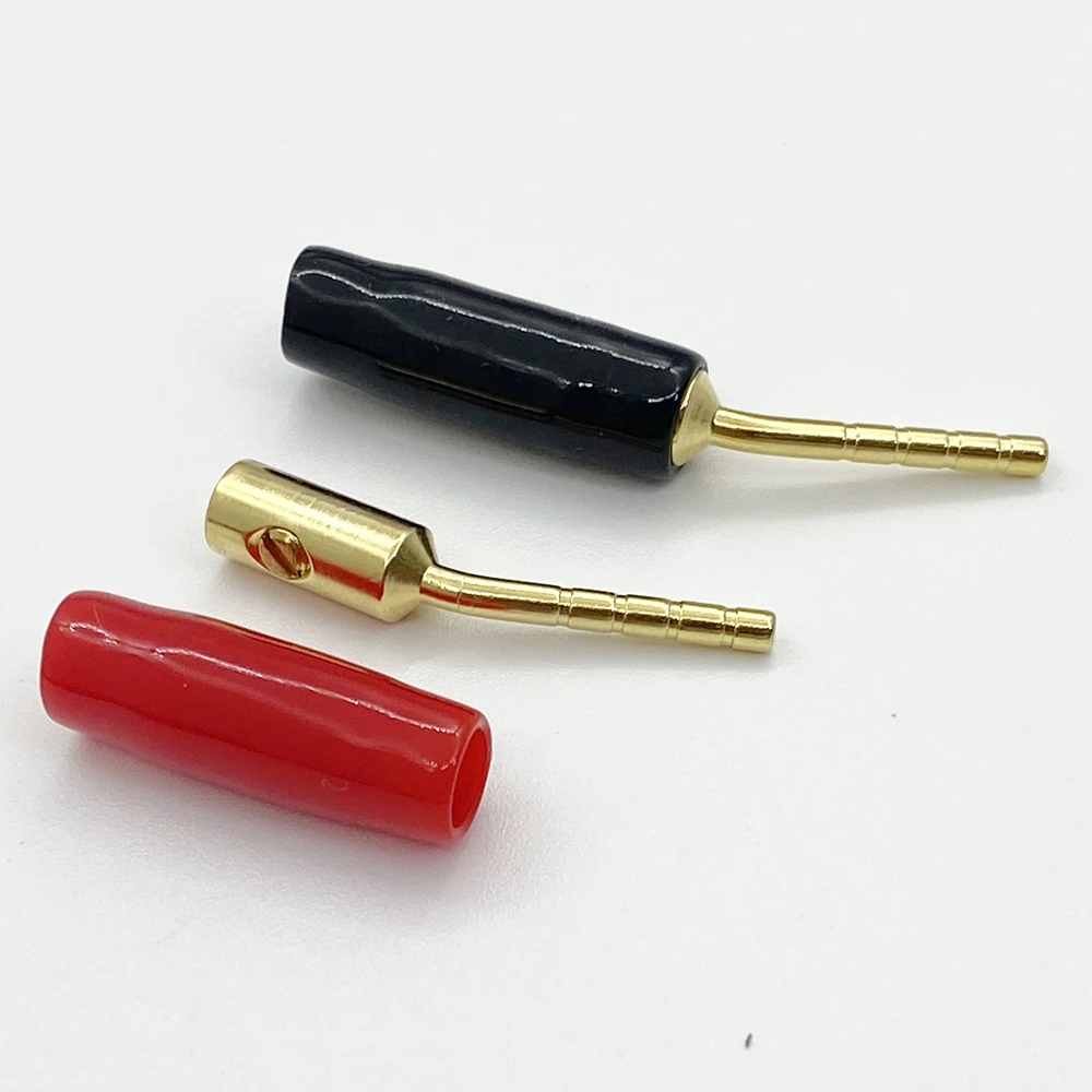 Right Angle 2mm Banana Bent Pin Plug Musical Sound Amplifier Cable Connector 2mm Banana Screw Hifi Speaker Audio Jack Adapter