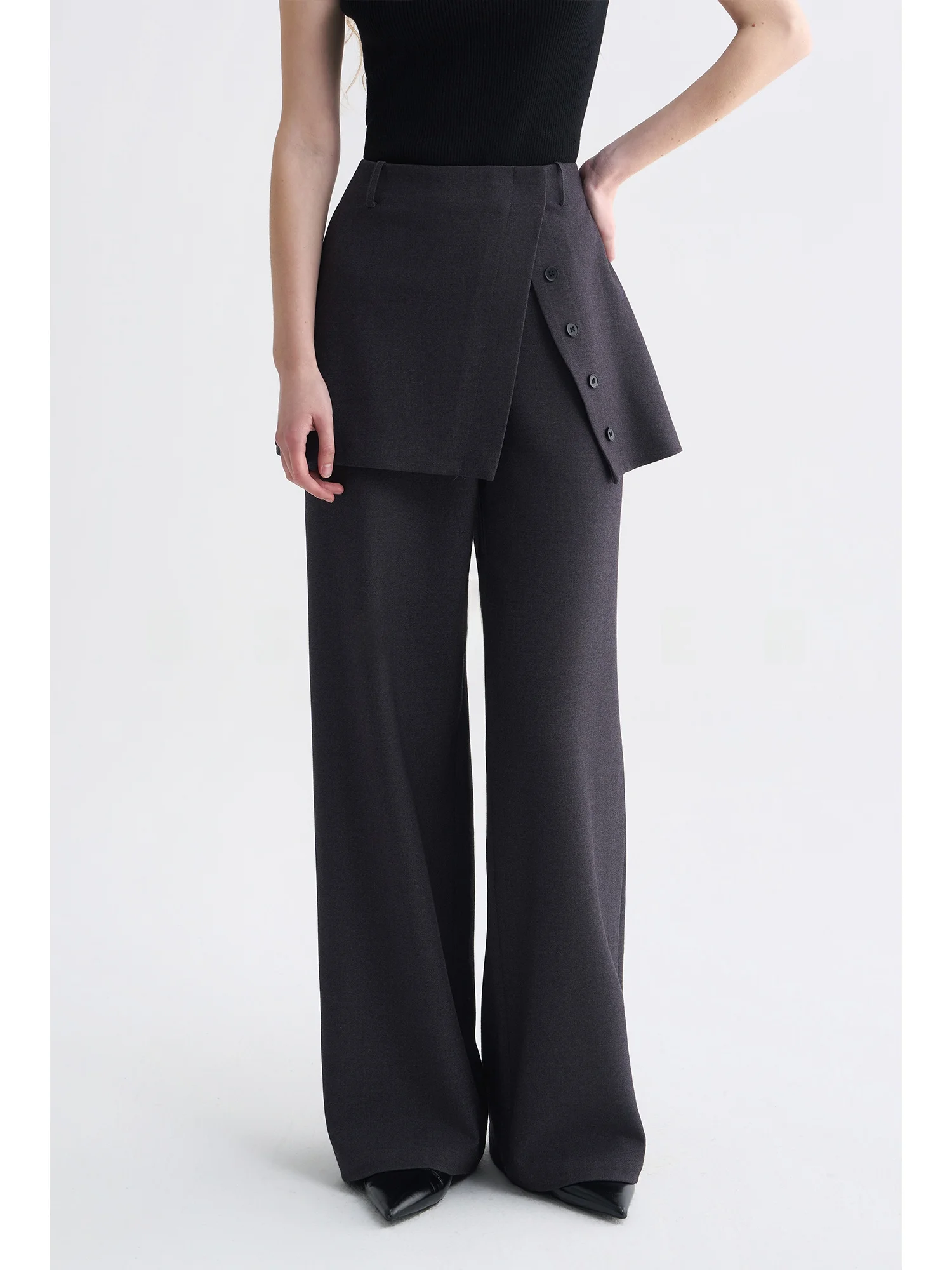 

USEEN High Waist Straight Leg Pants Women's Fake Two-Piece Split Skirt Pants Slimming Long Trousers mat Commuter Sle