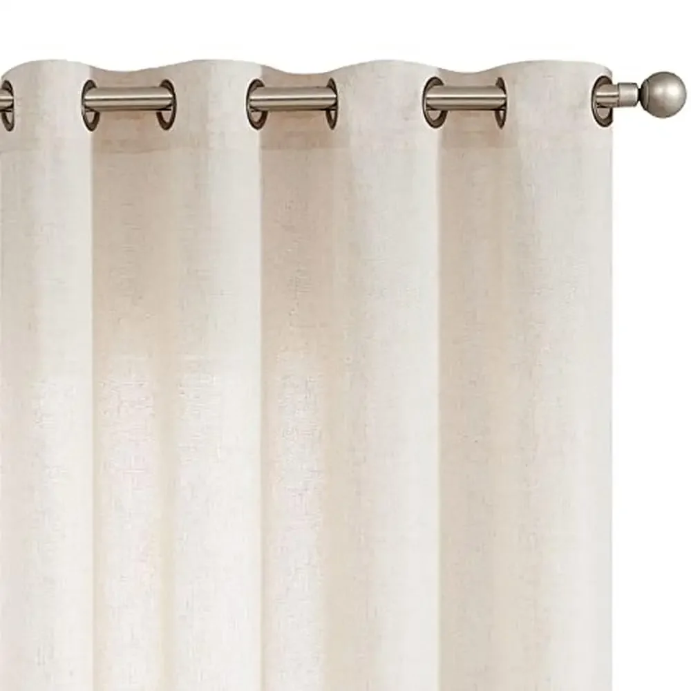 Beige Linen Blend Grommet Top Curtain 100