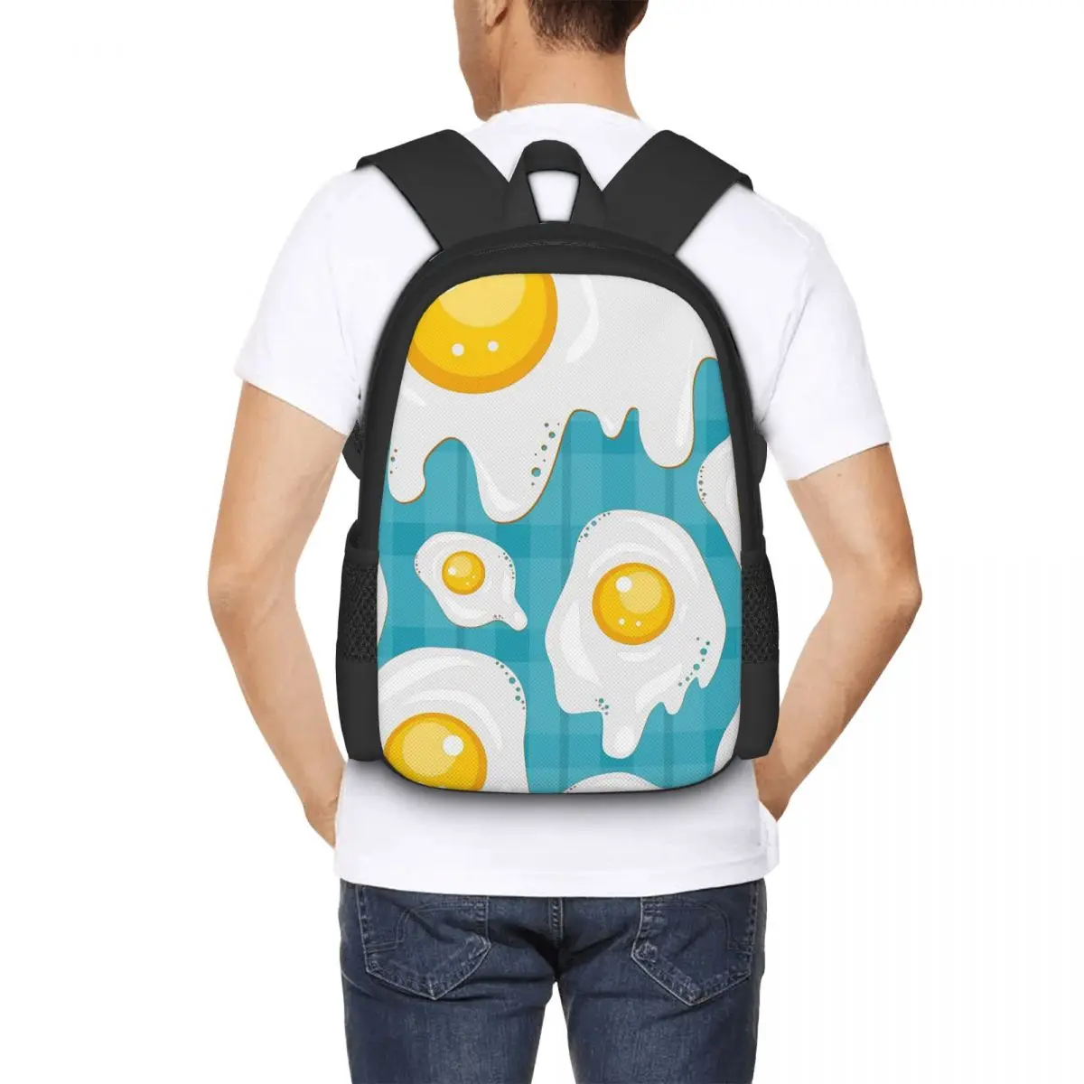 

Kawaii Fried Egg Student Backpack School Bag Hiking Travel Daypack for Boys Girls Fashion Bookbag Shoulder Bags