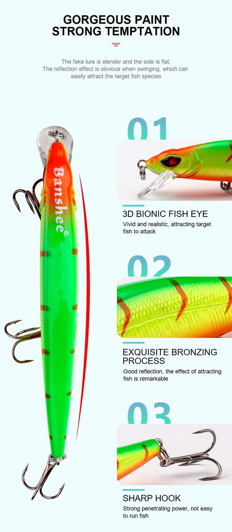 100mm 10g Angelköder Professioneller Minnow Jerkbait für Hecht Forelle Barsch Wobbler Sinkender Harter Crankbait Künstlicher Köder Angelzubehör – Detail 7