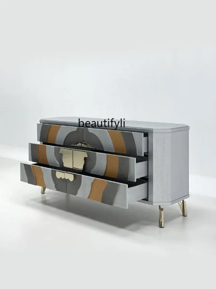 Modern Light Luxury Sideboard Cabinet Designer Model Artistic Modeling Curio Cabinet Lobby Entrance Cabinet