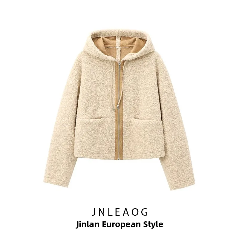 

Faionable Hooded Fce Jaet Женская верхняя одежда JNLEAOG Новый дизайн Полиэфирная ткань Длинная застежка-молния