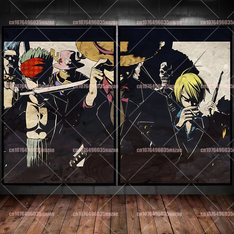 

Super Cool One Piece Luffy Zoro Decorative Poster, Anime Character Wall Art Color Comic Painting Is in The Bedroom Game Room