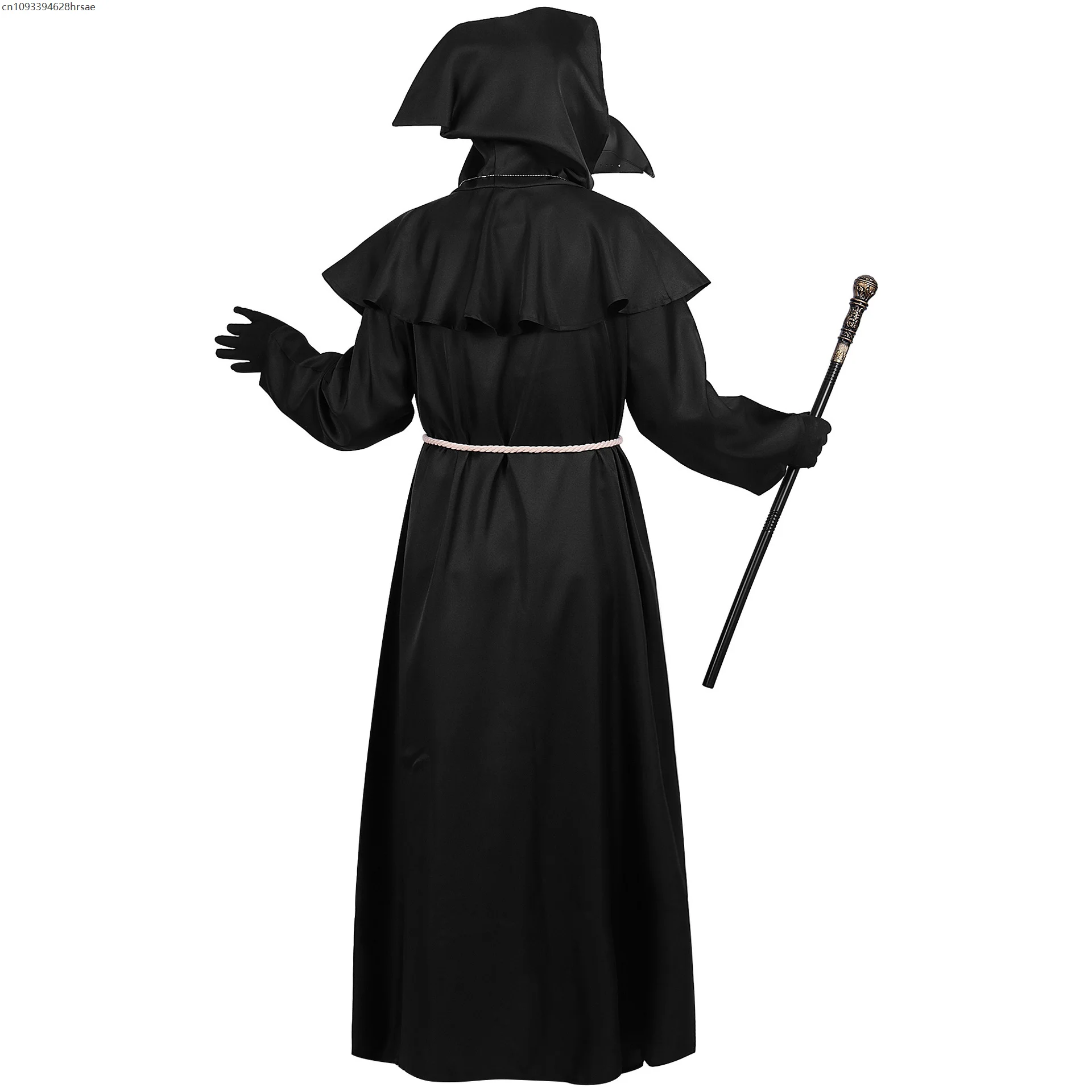 Nuovo Halloween Medievale Con Cappuccio Veste Peste Dottore Costume Cappello Da Uomo Monaco Cosplay Steampunk Sacerdote Horror Mago Mantello Mantello Puntelli