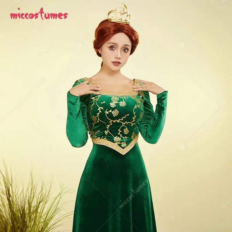 

25COSМиккостюмы женский средневековый костюм эпохи Возрождения Фиона косплей с квадратным вырезом тонкое винтажное зеленое платье и жилет стоимость Хэллоуина