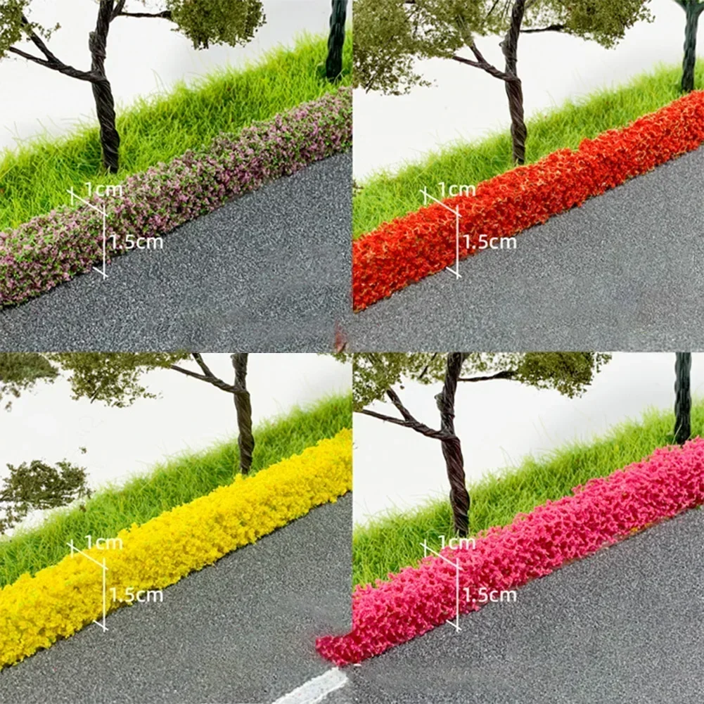 8Pcs Mix Flower Bush Hedge Strips Model Scenery Dioramas Decor Train Layout Plastic Sandtable Model Scenery DIY Toys For Child