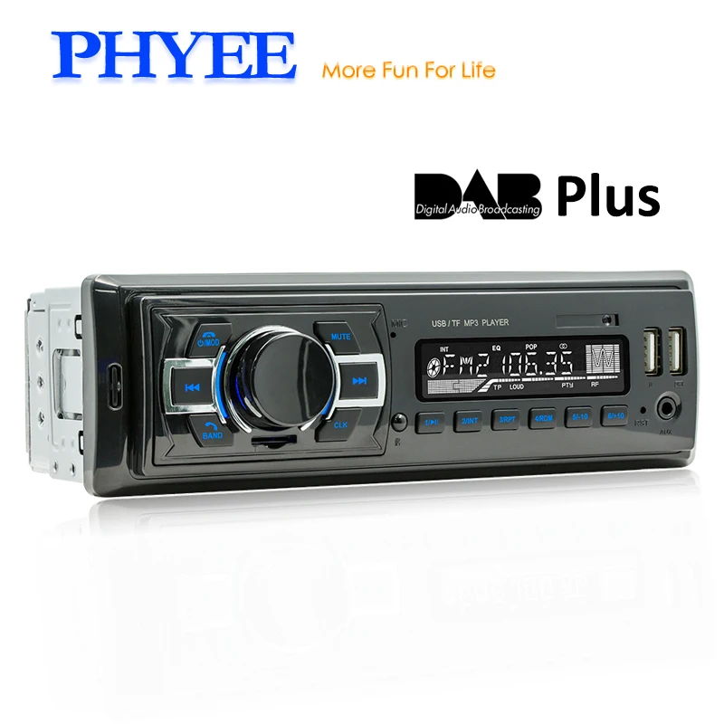 Bluetooth Autoradio DAB Car Radio, USB, MP3 Player, Handsfree, FM, TF, Remote Control, ISO Connector, Head Unit, D3308, 1 Din