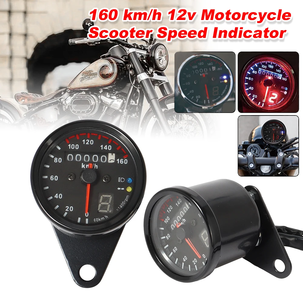 

Motorcycle LED Dual Odometer KMH Speedometer Gauge For Honda Kawasaki Suzuki KTN