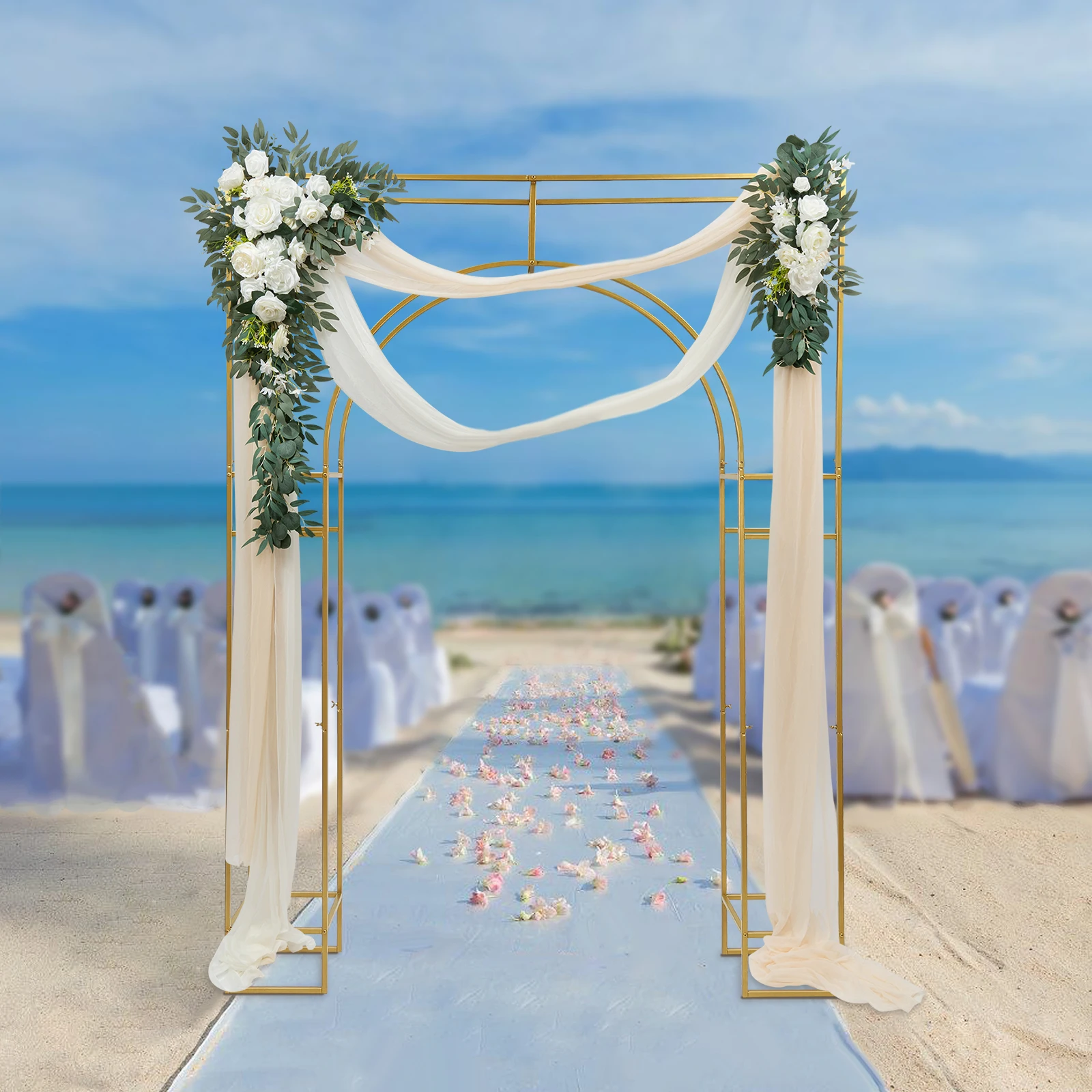 180*240cm Wedding Arch Backdrop Stand Decor Backdrop Stand Ceremony Decorative Frame Durable Balloon Flower Rack