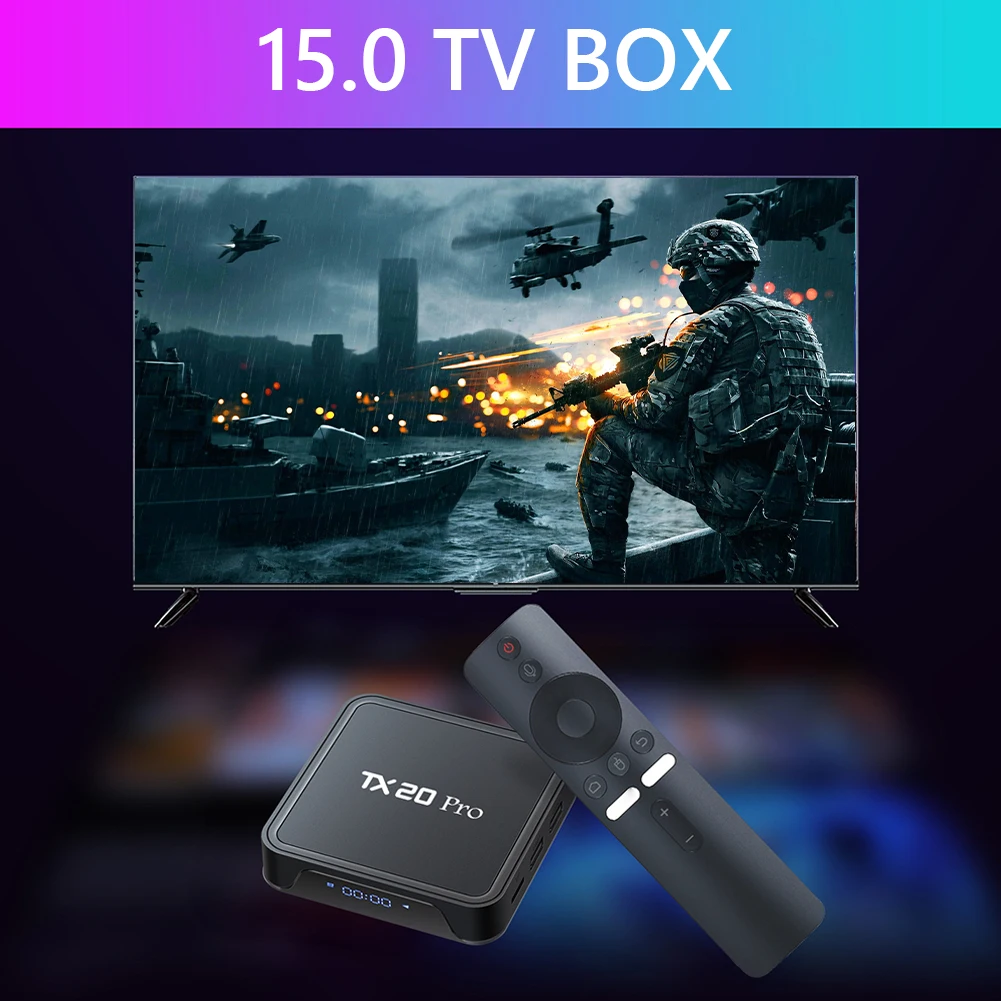 TX20 PRO ATV Android 15.0 Smart TV Box H313 Quad Core 4K HD Media Player Dual WIFI Bluetooth Set Top Box with Remote Control