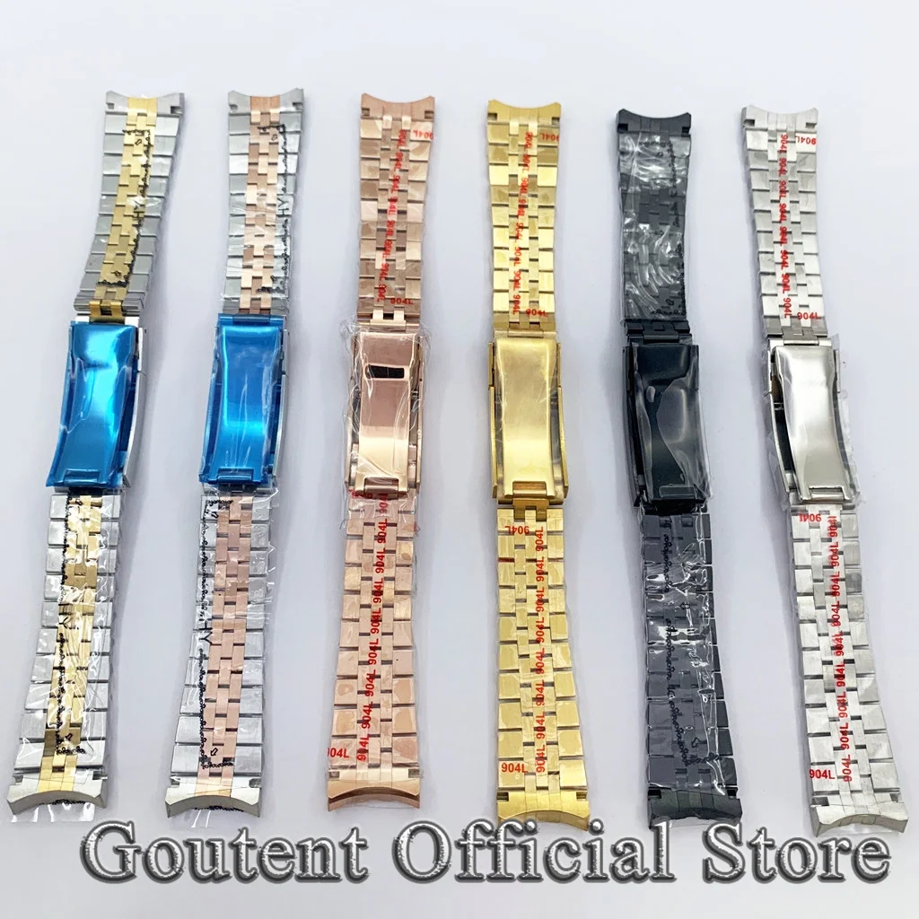 Goutent 20mm Silver/Black/Rose Gold/Golden Stainless Steel Bracelet Glide Lock Clasp Watch Strap Fit Mens Watch