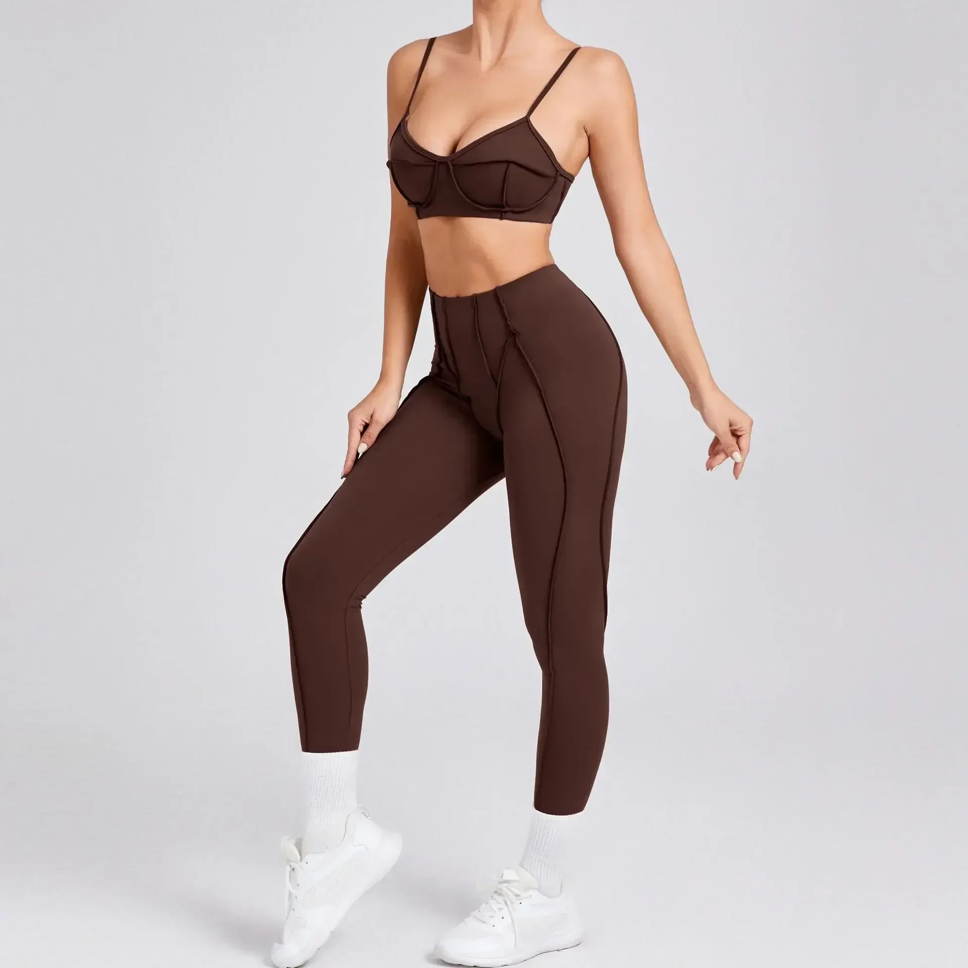 Seamless Yoga Sets Sports Fitness High Waist Hip-lifting Shapeing Trousers Backless Bra Suit Workout Gym Leggings Sets for Women image 5
