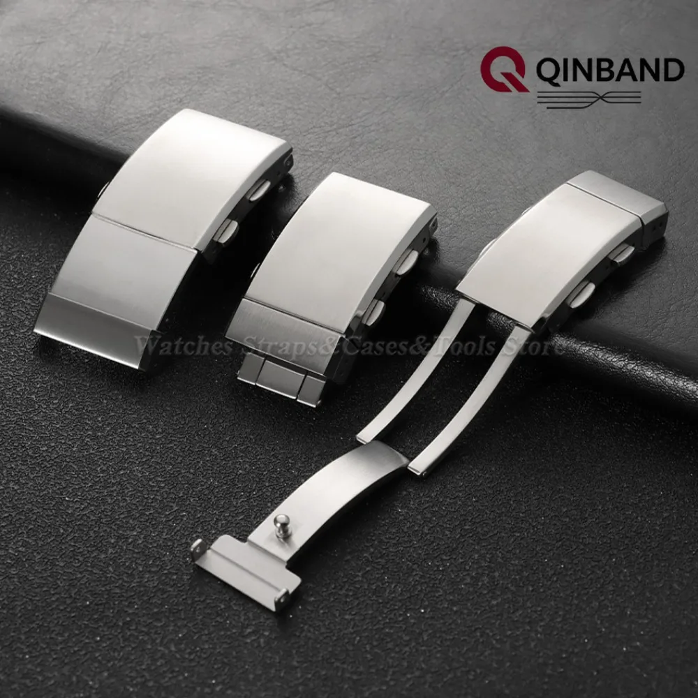 316L Massiver Edelstahl-Uhrenverschluss 14mm 16mm 18mm 20mm 22mm Doppeldruckfaltschließe Erweiterbare Metallschnalle für Seiko – Detail 3