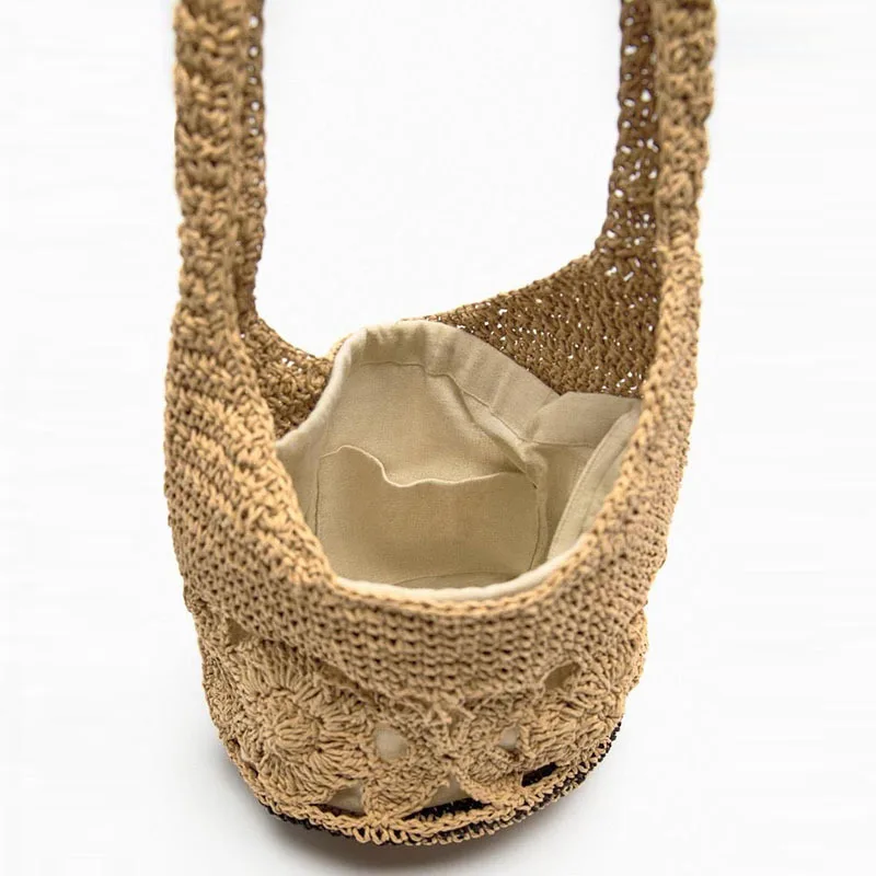 Large capacity straw woven women bag 2024 new single shoulder bag hand woven underarm bag fashion hollow summer beach bag