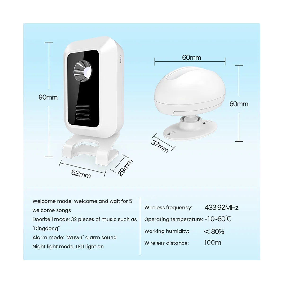 Factory Direct Sales Welcome to Sensor Shop Entry Wireless Infrared Split Sensor Doorbell M7+P827