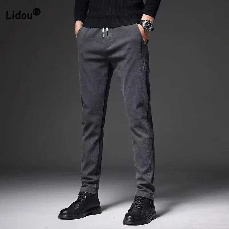 

Business Office Casual Solid Harem Pants for Men 2023 Spring Autumn Simplicity Fashion Slim Mid Waist Trousers Male Clothes