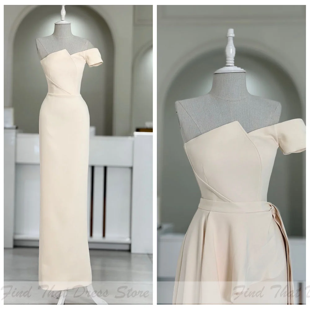 

Bespoke Occasion Modern One Shoulder Pleated Ruched Straight Sexy Party Gown Backless Ankle Length Bridal Evening Gown