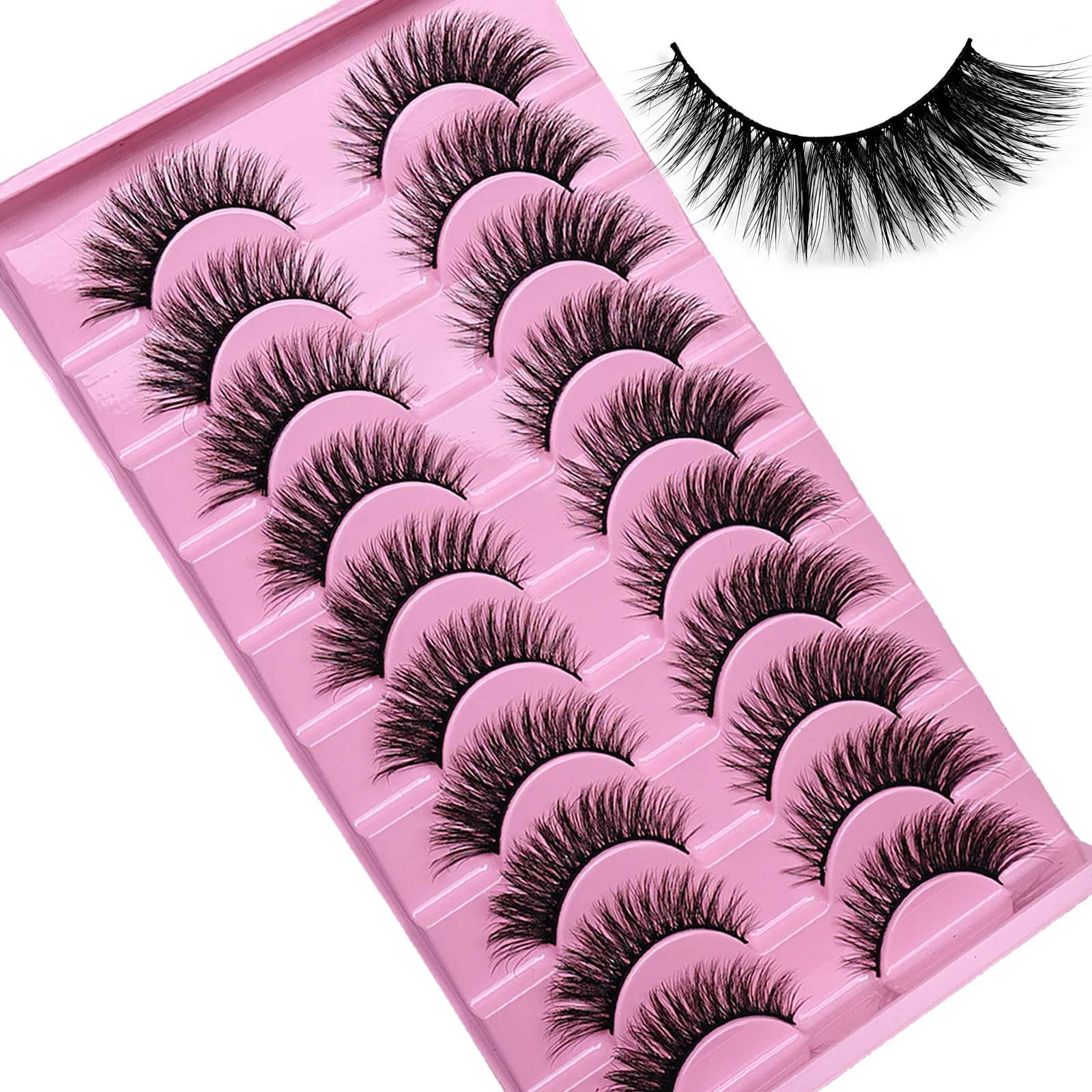 10 paires de cils naturels vaporeux et moelleux, aspect naturel, bande russe, effet 3D, cils œil de chat