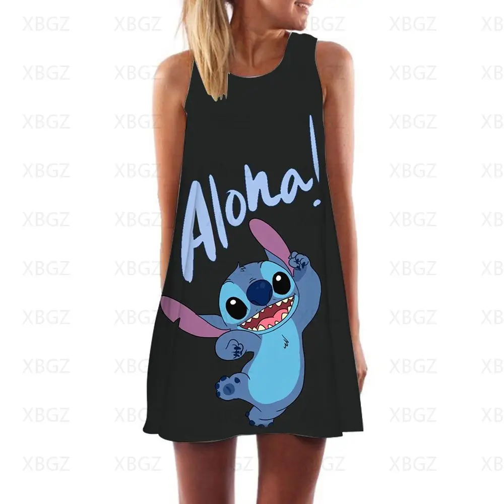 

Stitch Dresses for Women 2022 Beach Dress Summer Woman Disney Women's Sexy Sleeveless Y2k Boho Sundresses Cool Loose Mini Fashio