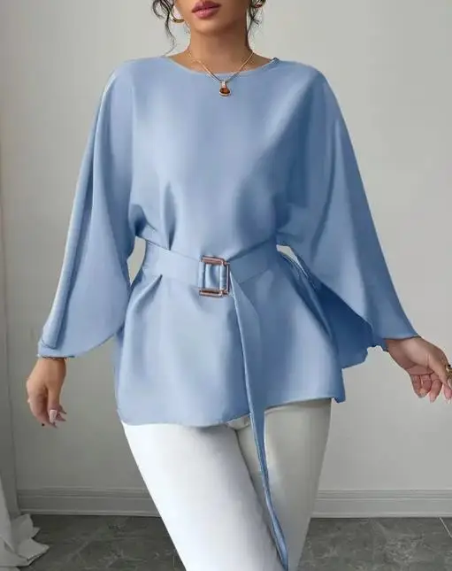 2025秋冬新作 エレガント無地シャツ、七分袖 レディース